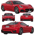 Red Maserati Sports Car Showcased From Multiple Angles Including Front Side And Rear Views