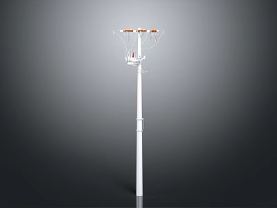 White Basketball Hoop Stand With Backboard Rim And Net Structure 3d model