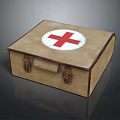 Vintage Brown First Aid Kit With Red Cross Symbol And Leather Straps