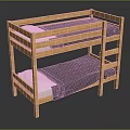 Light Wood Bunk Bed with Safety Guardrails Ladder and Gray Mattresses