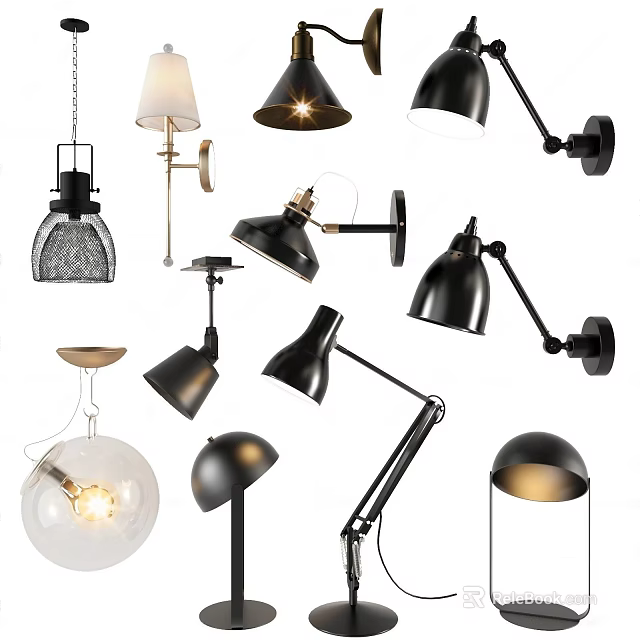 Lighting Fixture Collection With Various Styles Ceiling Pendant Wall Table Floor Lamps 3d model 