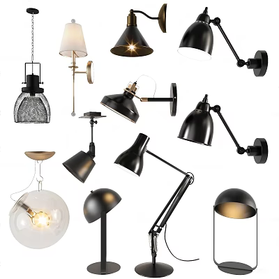 Lighting Fixture Collection With Various Styles Ceiling Pendant Wall Table Floor Lamps 3d model