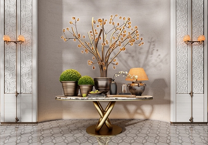 CCD Hotel End View Table Ornaments Floriculture Moss Combination 3d model