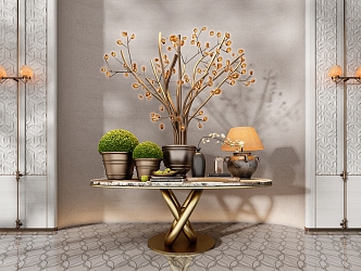 CCD Hotel End View Table Ornaments Floriculture Moss Combination 3d model