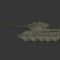 Realistic Military Tank 3D Model With Green Camouflage Turret Tracks And Cannon Barrel