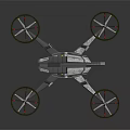 Futuristic Drone With Four Rotors And Sleek Metallic Airframe Design