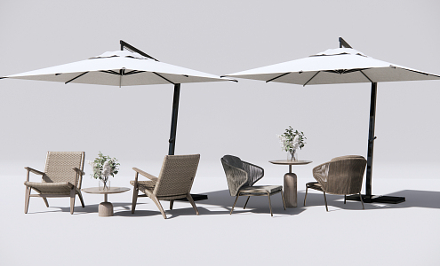 Modern Outdoor Table and Chair Outdoor Leisure Table and Chair 3d model