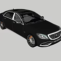 Sleek Black Luxury Sedan Parked By Red Brick Building With Green Trees On Red Ground