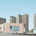 Modern Hotel Building With High Rise Towers Podium And Central Plaza Landscaping