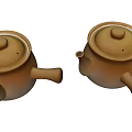 Handcrafted Brown Ceramic Teapots with Lid as Elegant Traditional Kitchen Ware 3d model