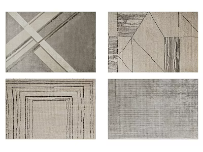 Square Rugs With Geometric Patterns And Textured Designs In Neutral Tones 3d model
