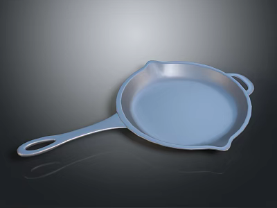 Silver Non Stick Cooking Pan with Long Handle and Smooth Surface for Kitchen Use 3d model