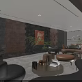 Hotel Lobby Modern Interior Design With Black Marble Floor Chandelier Sofa Windows And Decorative Wall