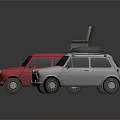 Yellow Red And White Small Classic Cars With Vintage Design And Shiny Exterior