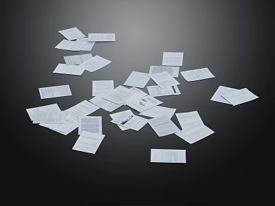 Small White Sticky Notes Scattered On Black Background For Daily Use 3d model