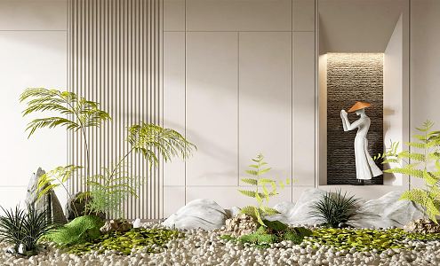 Modern landscape sketch plant landscaping rockery stone indoor landscape plant moss heap Zen landscape green plants 3d model