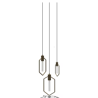 Modern Minimalist Hanging Pendant Lamps With Geometric Metal Frames And Clear Glass Shades 3d model