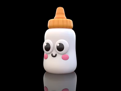 Cute Inflatable Cartoon Figure With Smiling Face Big Eyes And Pink Cheeks 3d model
