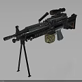 Tactical Machine Gun With Tripod Scope And Magazine For Combat Operations