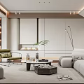 Modern Minimalist Living Room Interior Design With Sofa Coffee Table Armchair And Plants