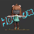 Cute Cartoon Character With Orange Hair Wearing Glasses Turquoise Top And Green Platform HOLO Text