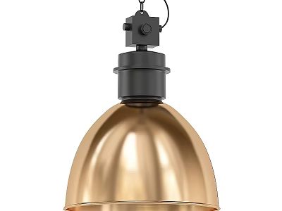 Modern Contemporary Brass Dome Shaped Pendant Light With Black Top Accents 3d model