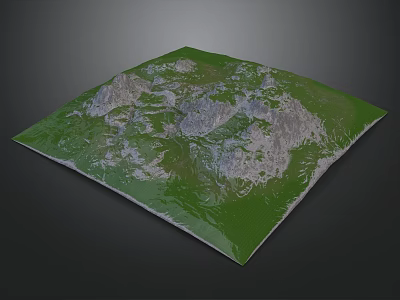 Park Landscape With Green Vegetation And Rolling Hills Terrain Model 3d model