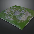 Park Landscape With Green Vegetation And Rolling Hills Terrain Model