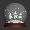 Clear Glass Snow Globe With White Trees Red Base And Snowflakes