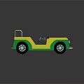 Colorful Yellow Green Toy Car With Happy Days Cartoon Graphic For Kids
