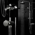 Modern Chrome Shower System with Rainfall Head Handheld Sprayer and Water Flow Design 3d model