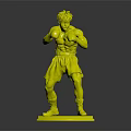 Male Boxer Figurine in Action Posing Stance With Red Gloves Shorts On Gray Base Stand