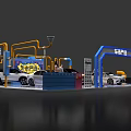 City Center Car Exhibition Display Booth With Multiple Vehicles And Decorations