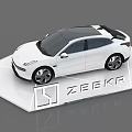 Modern Car Showcase Shelf with SEEK R Zeekr on White Display Platform