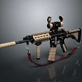 Tactical Rifle With Tan Black Finish Dual Scopes Ergonomic Stock And Adjustable Strap