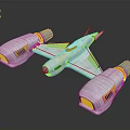 Futuristic Spacecraft Design Featuring Silver Body Yellow Thrusters And Reflective Surface 3d model