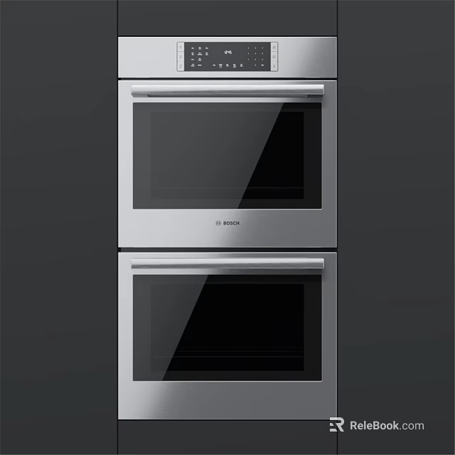 Bosch Built In Double Oven With Silver Finish And Black Glass Door 3d model 