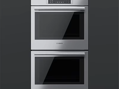 Bosch Built In Double Oven With Silver Finish And Black Glass Door 3d model