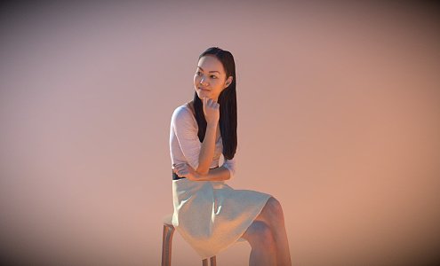 Modern woman sitting beauty 3d model