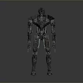 Detailed Sci Fi Game Movie Character Robot With Red Eyes And Mechanical Armor