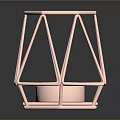 Copper Geometric Modern Side Table With Frame Structure And Decorative Round Tray