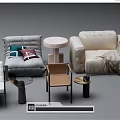 Leisure Sofa Set with Various Armchairs Different Colors and Round Side Tables 3d model