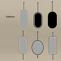 Modern Poliform Wall Mirrors With Various Oval Round Rectangular Shapes 3d model