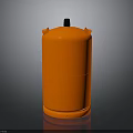 Bright Orange Cylindrical Storage Tank With Black Cap And Smooth Surface