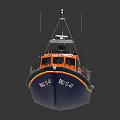 Orange RNLI Rescue Yacht With Navy Blue Hull And Lifebuoy