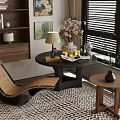 Rattan Lounge Chair In Living Room With Side Table Vase Rug And Window Blinds