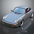 Silver Vintage Porsche Sports Car With Sleek Body And Red Interior On Reflective Surface