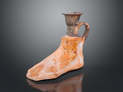 Unique Foot Shaped Terracotta Lamp Combination With Handle And Top Structure For Decorative Use 3d model