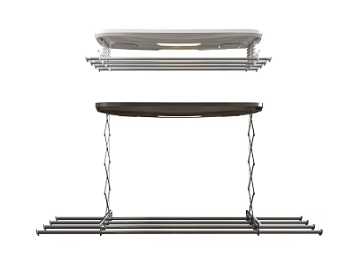 Clothes Hangers Ceiling Mounted With Retractable Metal Rods And LED Lighting 3d model