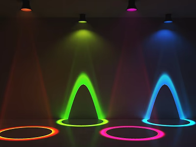 Colorful Neon Lights Creating Arch And Circle Shapes On Dark Background 3d model